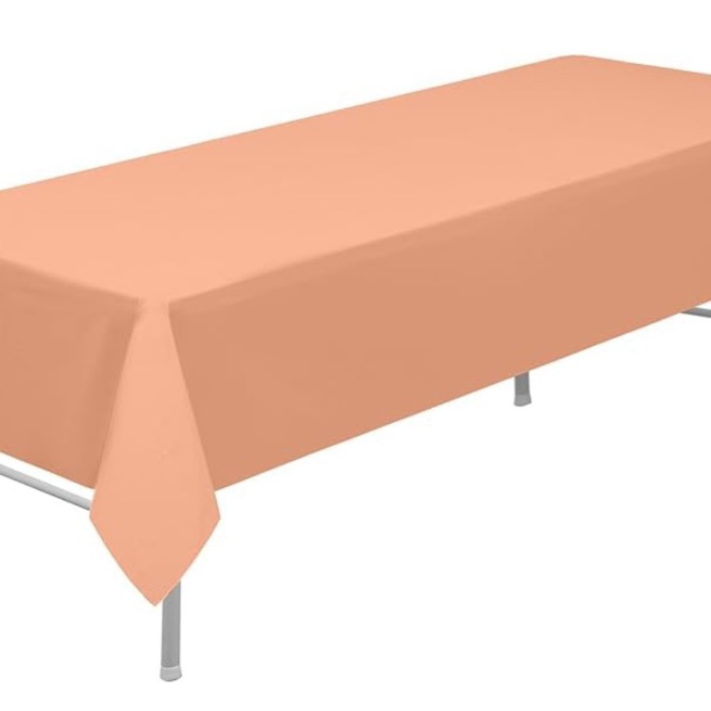 Peach Tablecloths Plastic 3-Pack Premium 54 Inches x 108 Inches Disposable